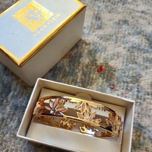 ANNE KLEIN Rose Gold-Tone crystal Flower  Bangle